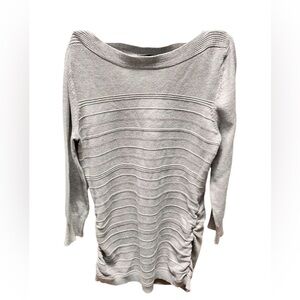 Women’s small gray Attention tunic length, wide neck, shirred side top